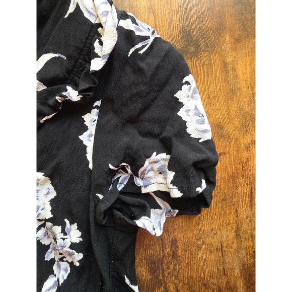 Maeve by Anthropologie Black Floral Adagio Ruffled Blouse Small - Picture 4 of 7
